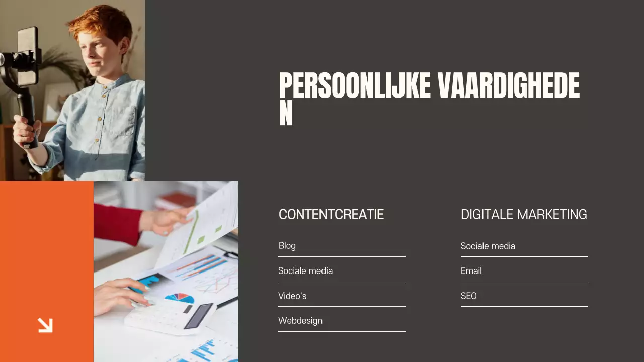 Oranje moderne portfolio documentpresentatie