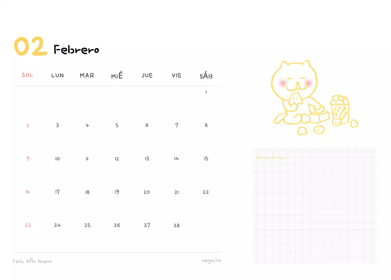 Calendario diario en marfil
