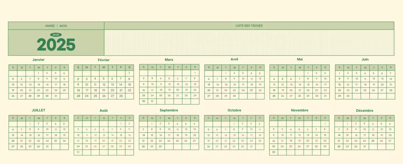 Calendrier mural SAT D-Day concept notepad en vert et jaune clair