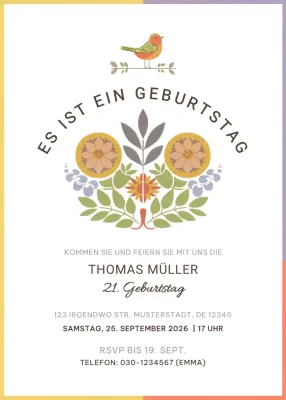 Weiße botanische Geburtstagseinladung