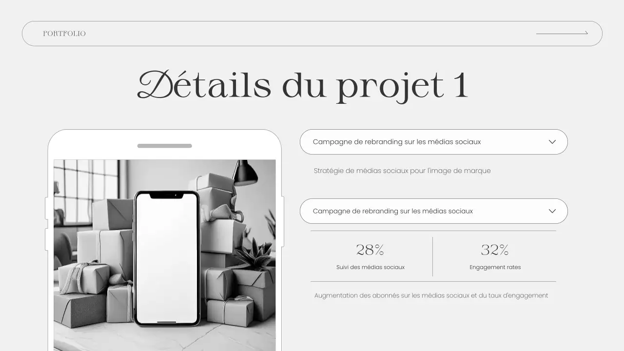 C.V. portfolio élégant bleu