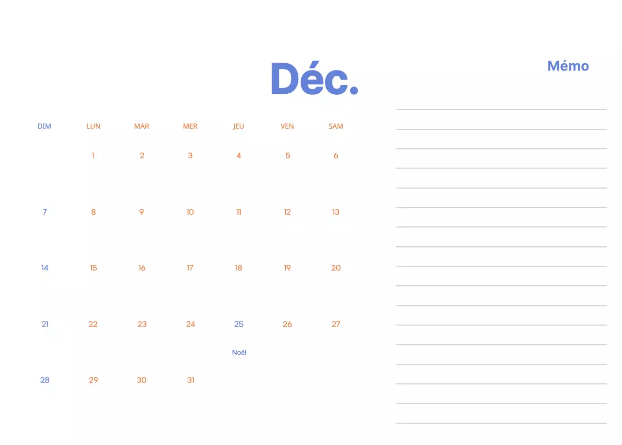 Calendrier d'entreprise avec de jolies illustrations