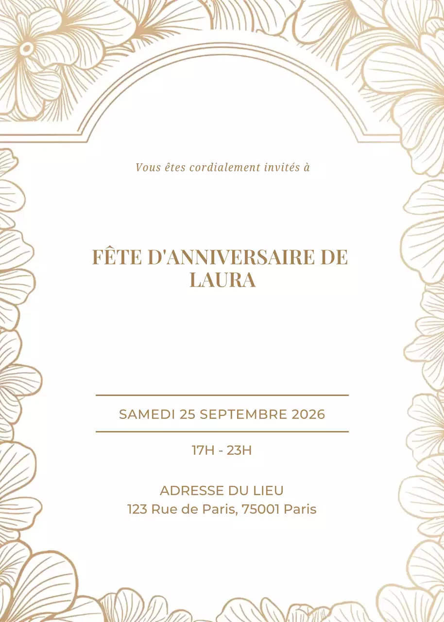 invitation d'anniversaire élégante et dorée
