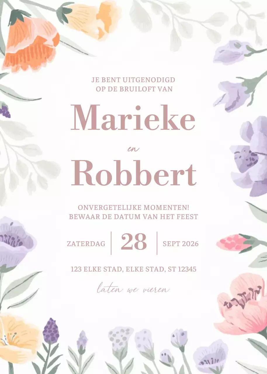 Pastel Elegante Huwelijksuitnodiging