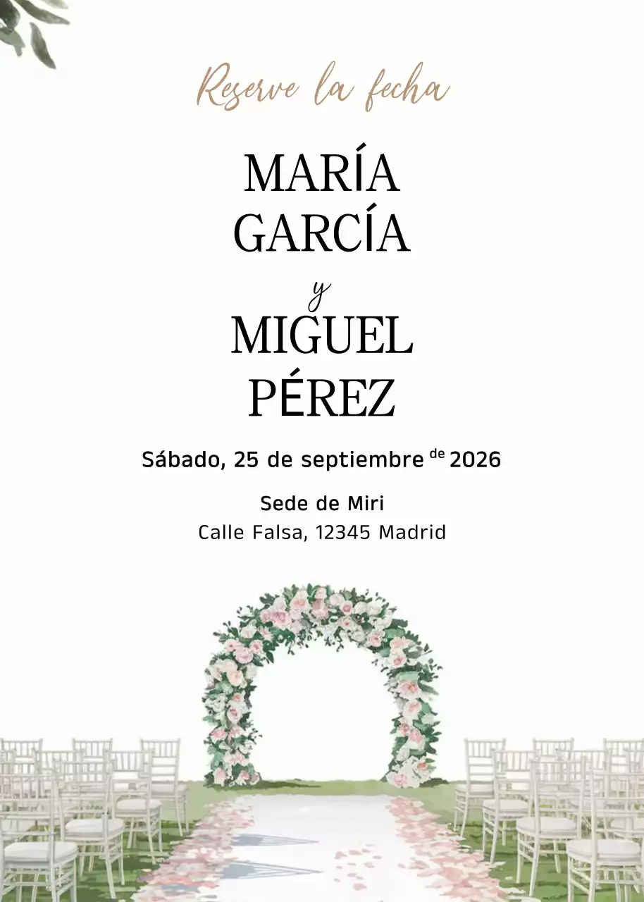 Invitación de boda blanca y elegante
