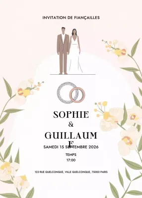 Invitation de fiançailles beige et élégante