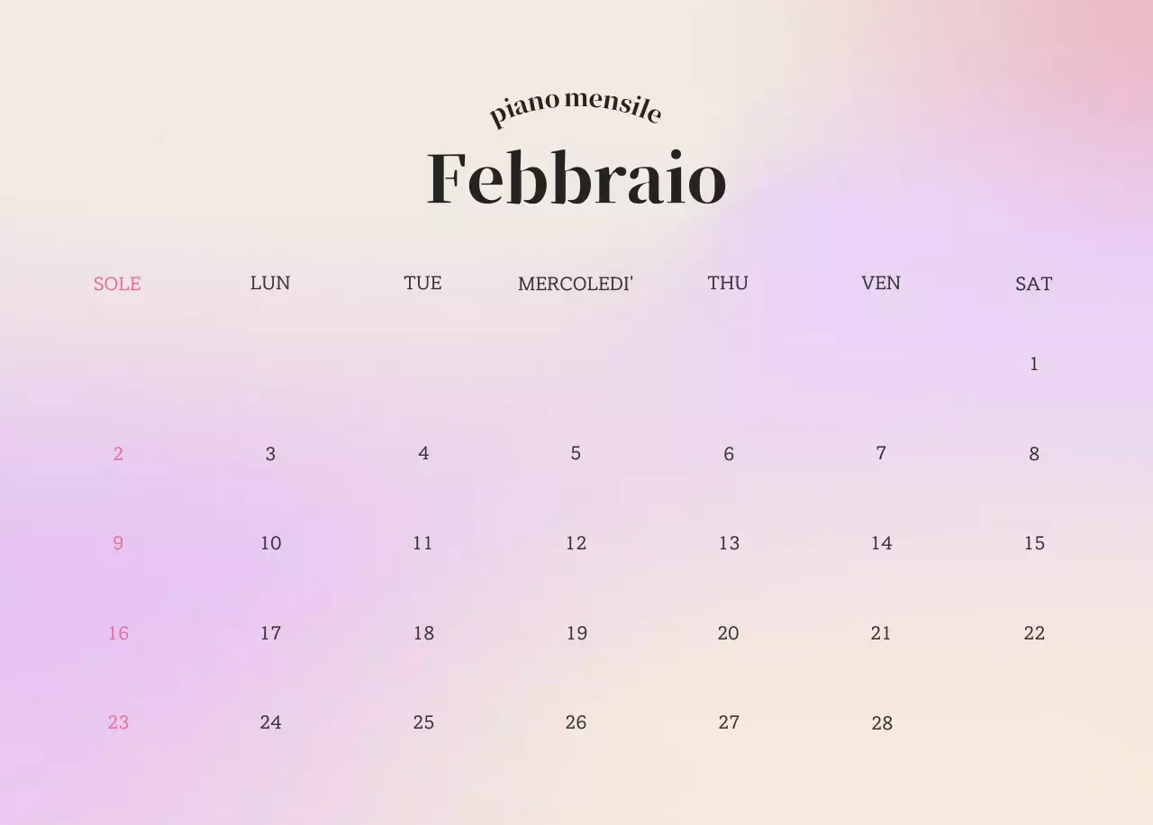 Calendario minimalista a gradi
