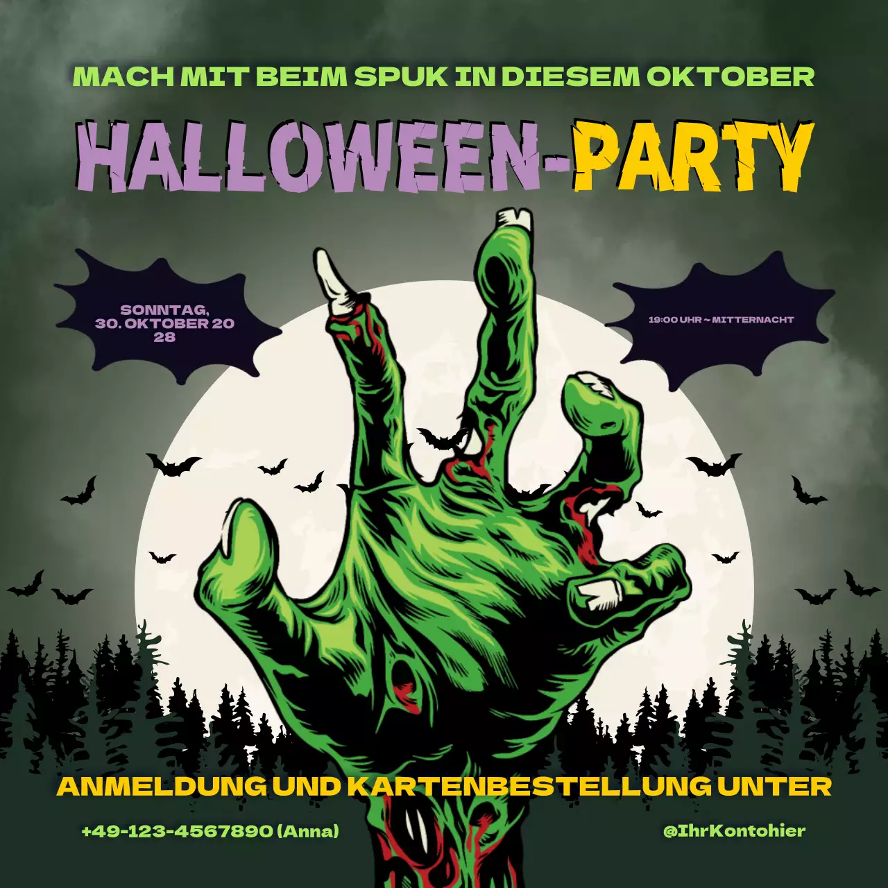 Green Gothic Halloween Event-Einladung Social Media