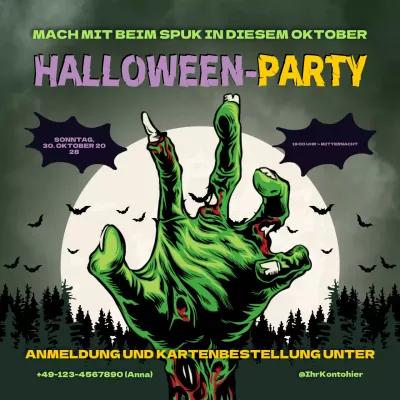 Green Gothic Halloween Event-Einladung Social Media
