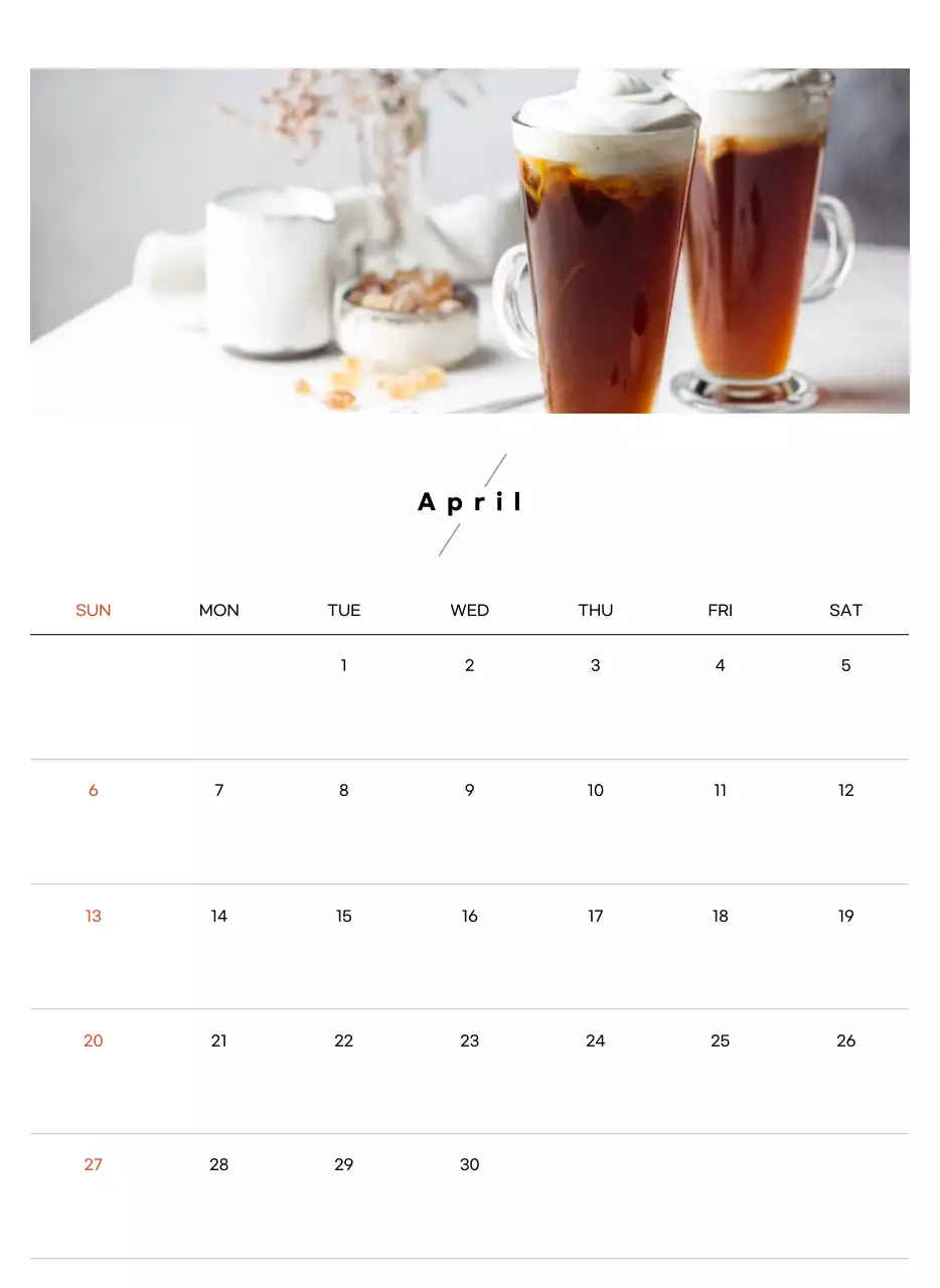 베이지 미니멀 카페 달력