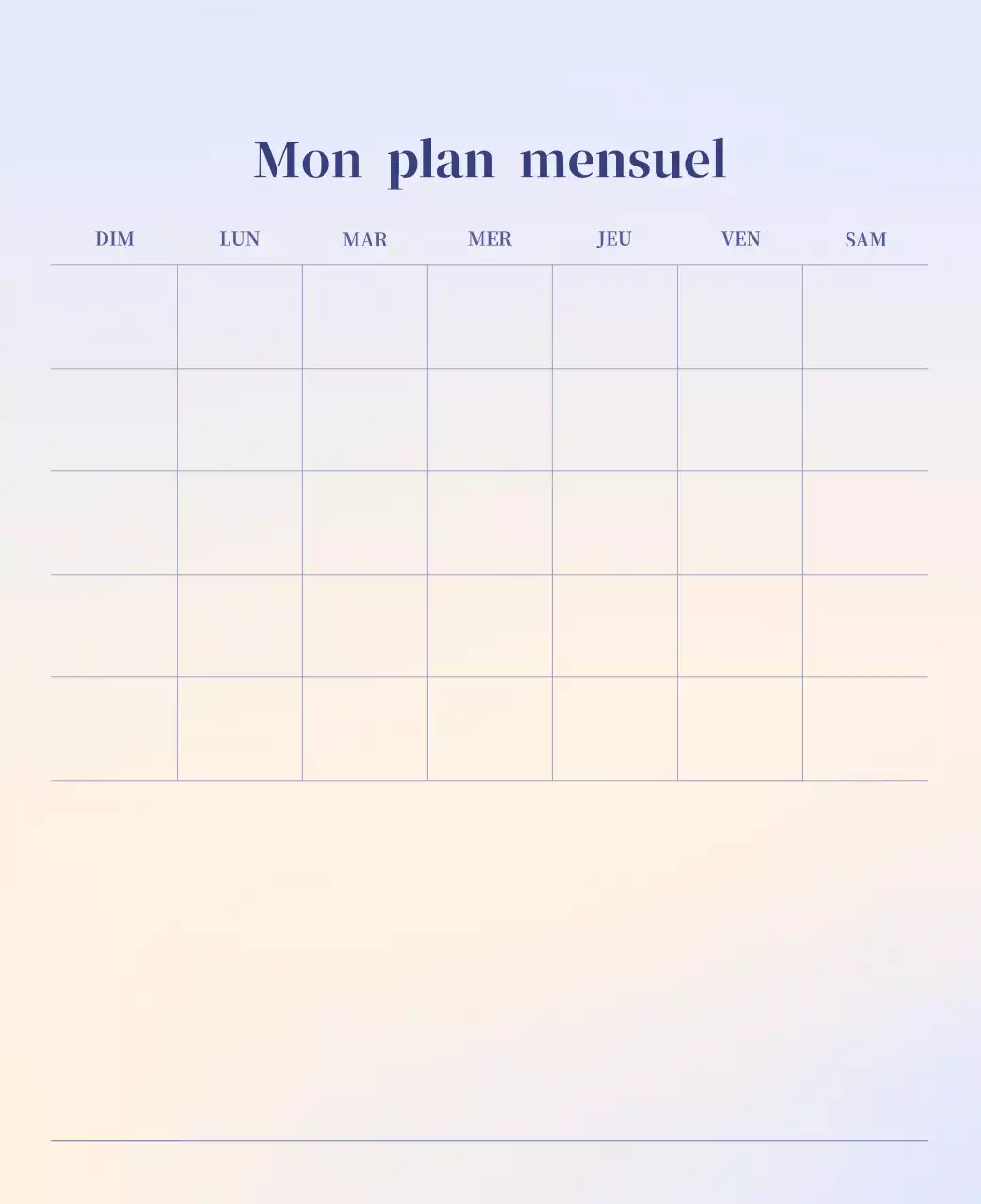 Calendrier minimaliste dégradé
