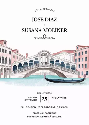 Invitación de boda blanca y elegante