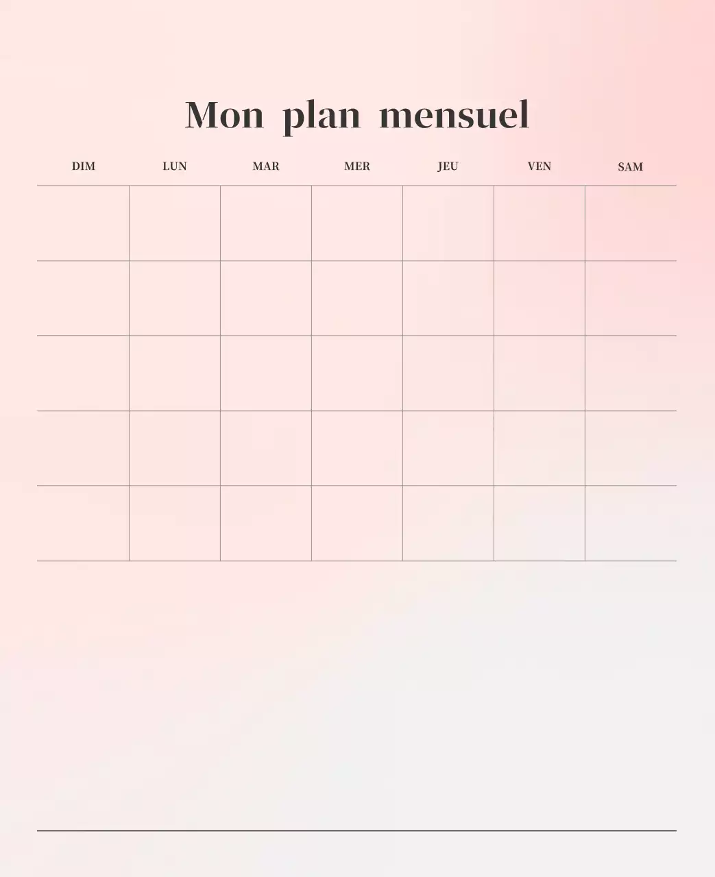Calendrier minimaliste dégradé