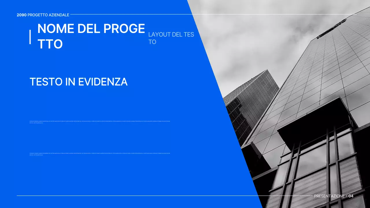 Un semplice piano aziendale globale in bianco e blu