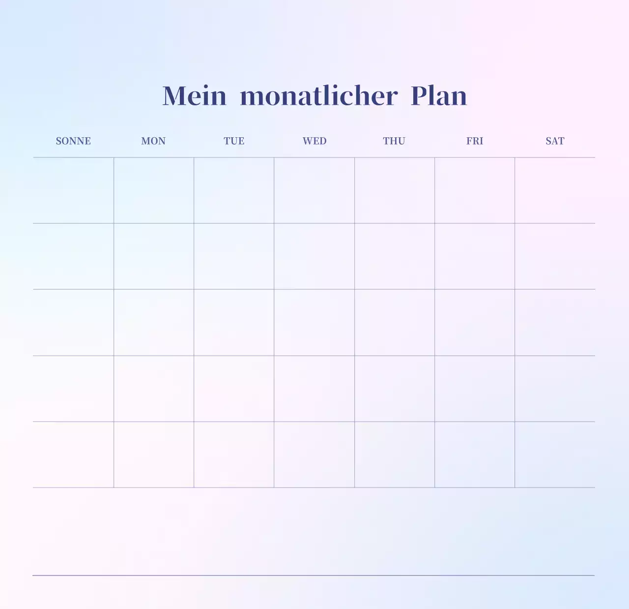 Minimalistischer Kalender mit Farbverlauf
