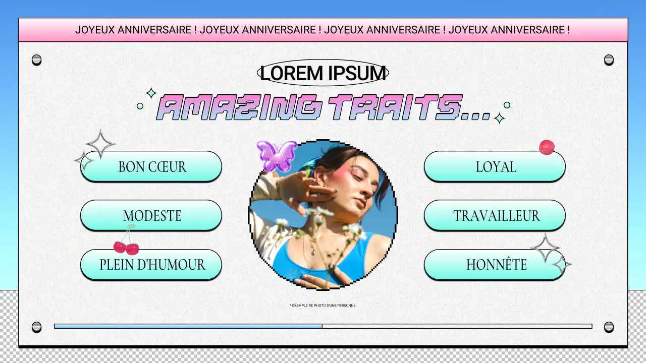 anniversaire rétro mauve