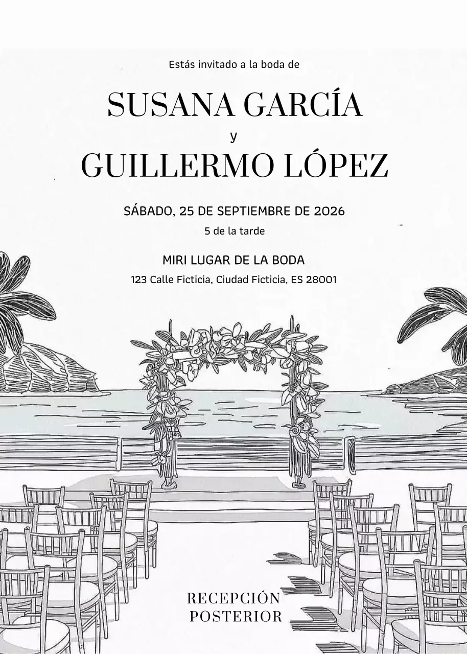 Elegante invitación de boda blanca