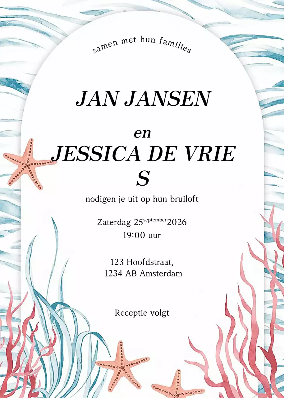 Witte elegante huwelijksuitnodiging