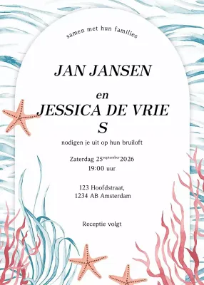 Witte elegante huwelijksuitnodiging