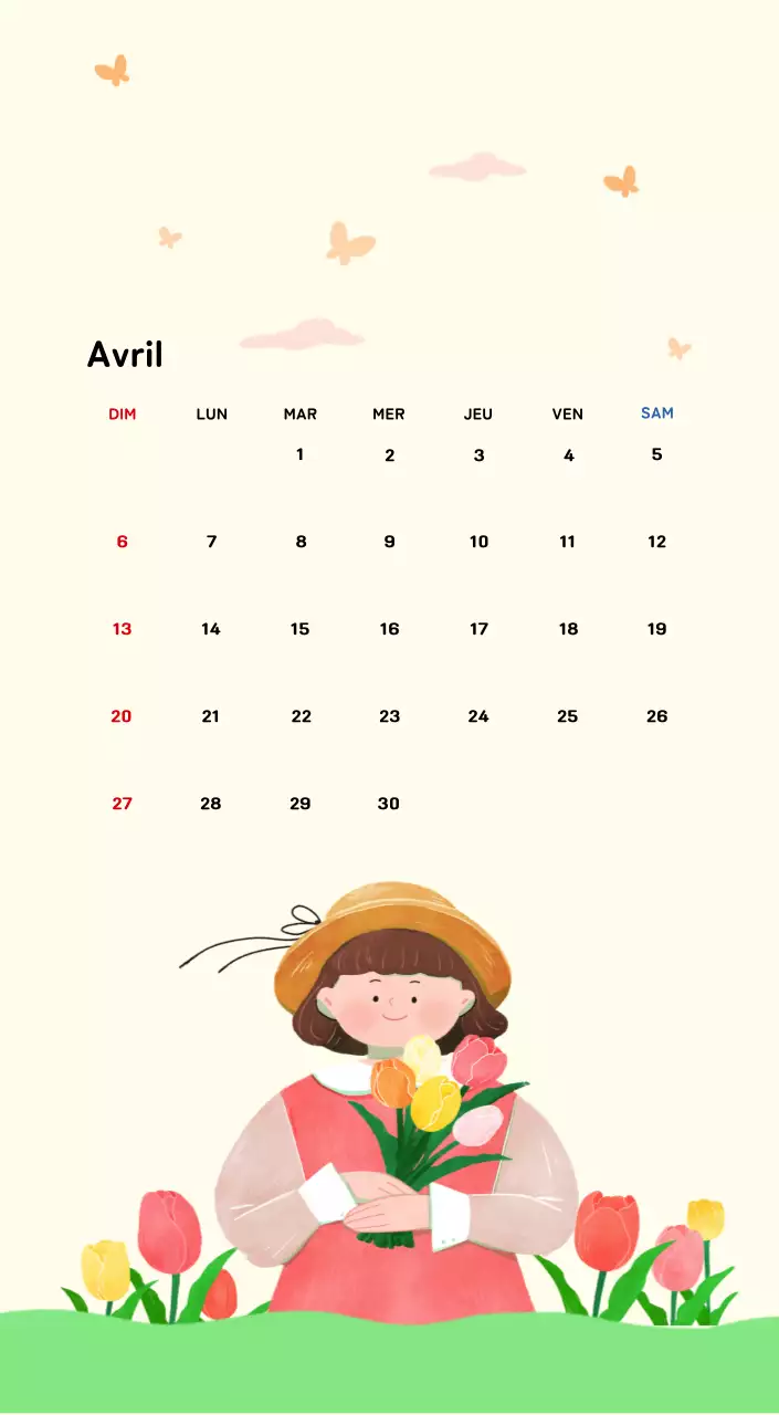 Calendrier du Nouvel An avec illustrations chaleureuses