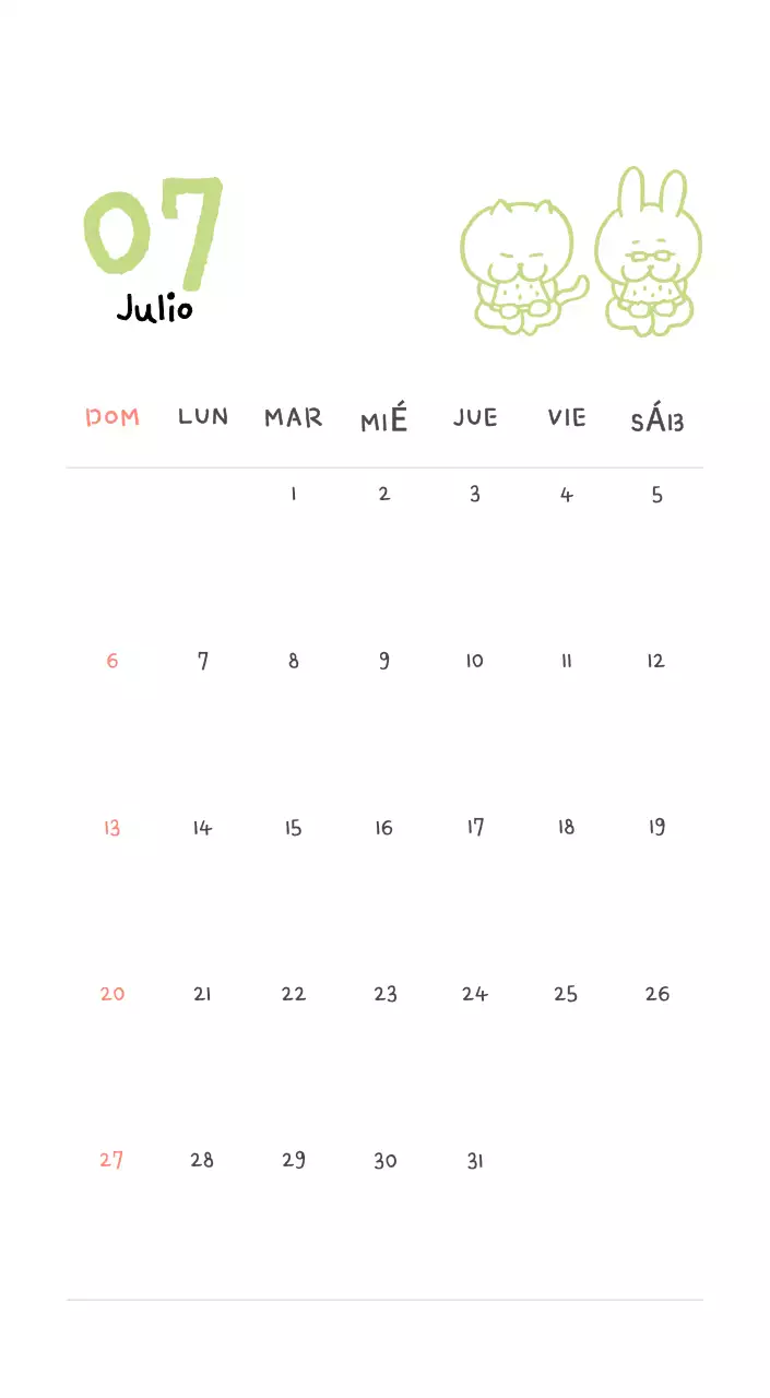 Calendario diario en marfil