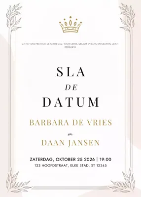 Beige elegante huwelijksuitnodiging