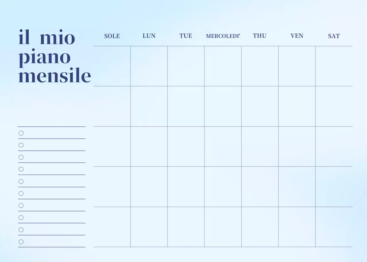 Calendario minimalista a gradi