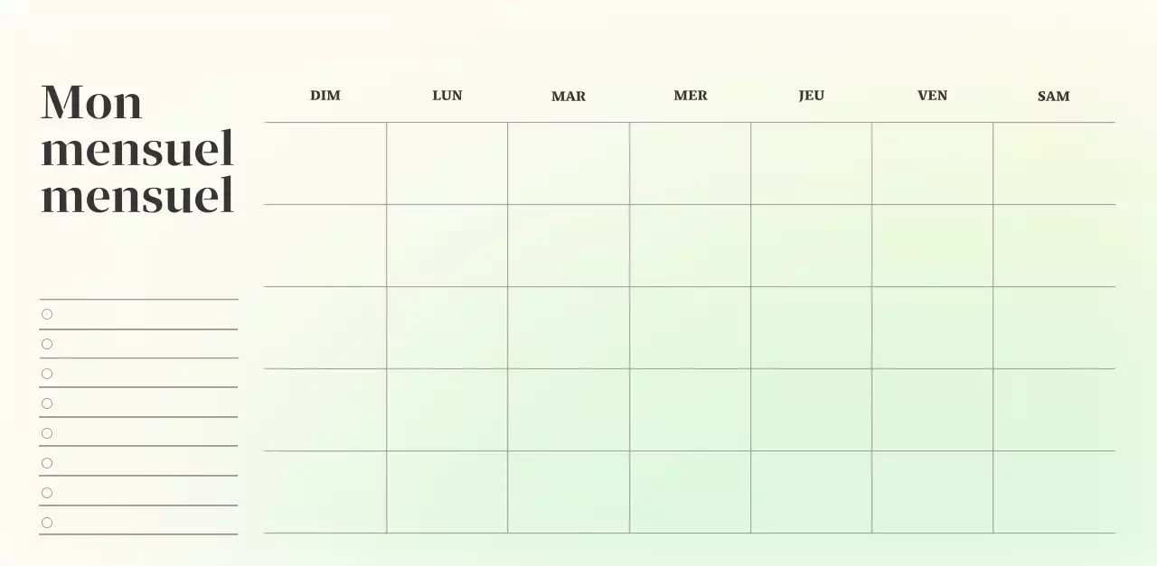 Calendrier minimaliste dégradé