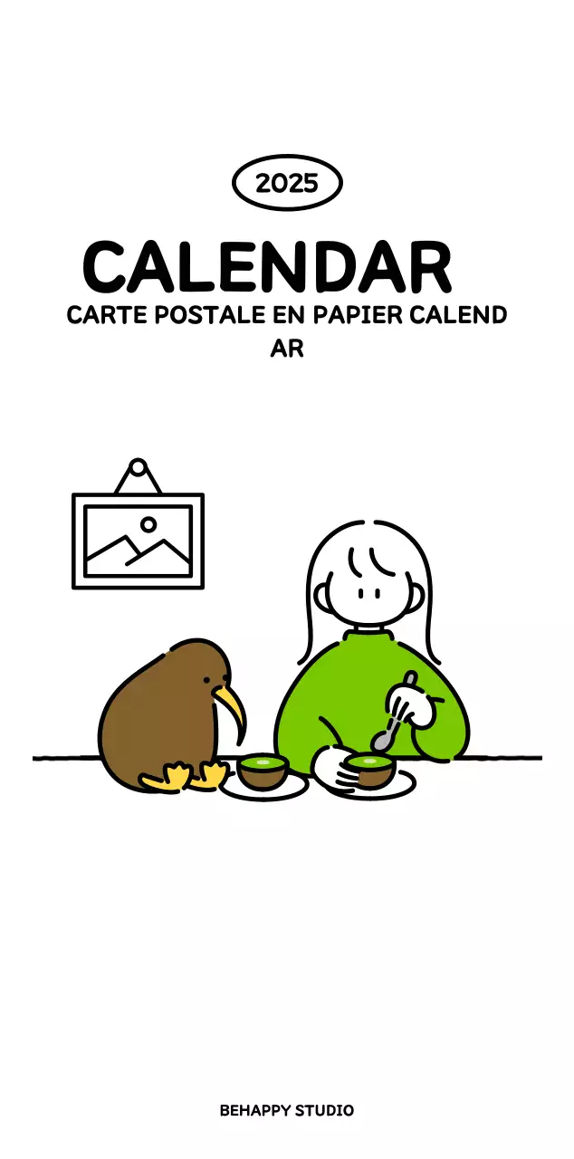 Calendrier illustré avec un joli style de lignes