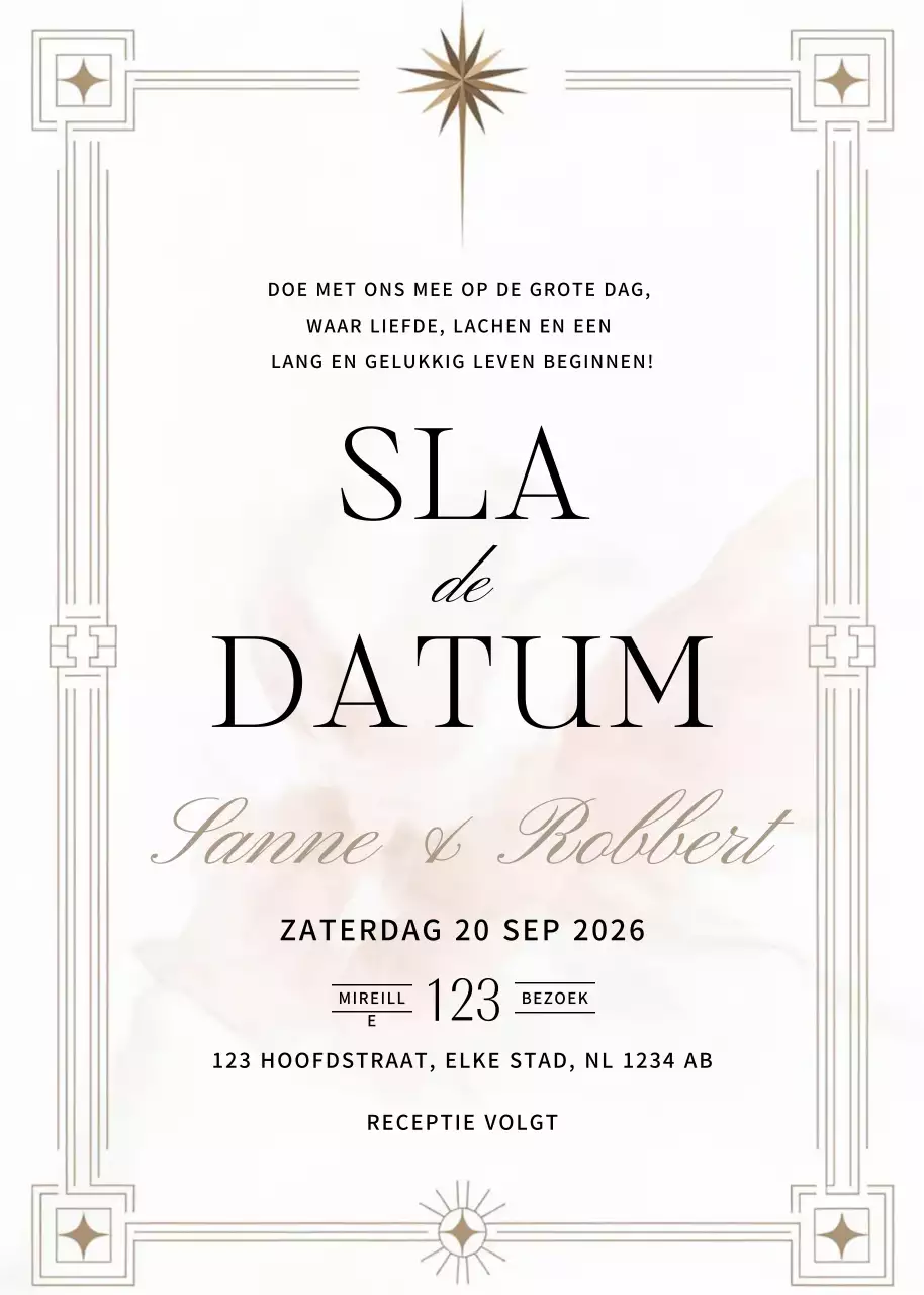 Beige elegante huwelijksuitnodiging