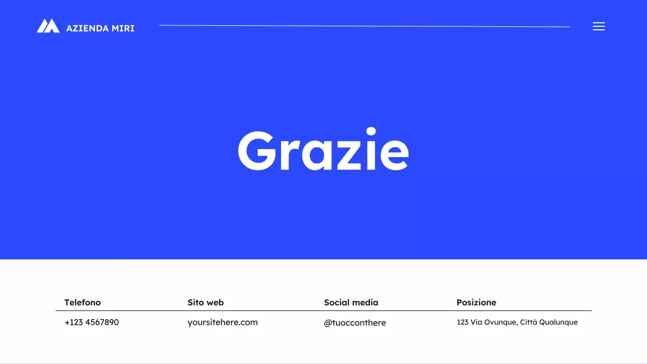 Presentazione del piano di marketing semplice blu