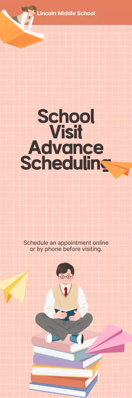 Banner de anúncio do calendário escolar mínimo rosa