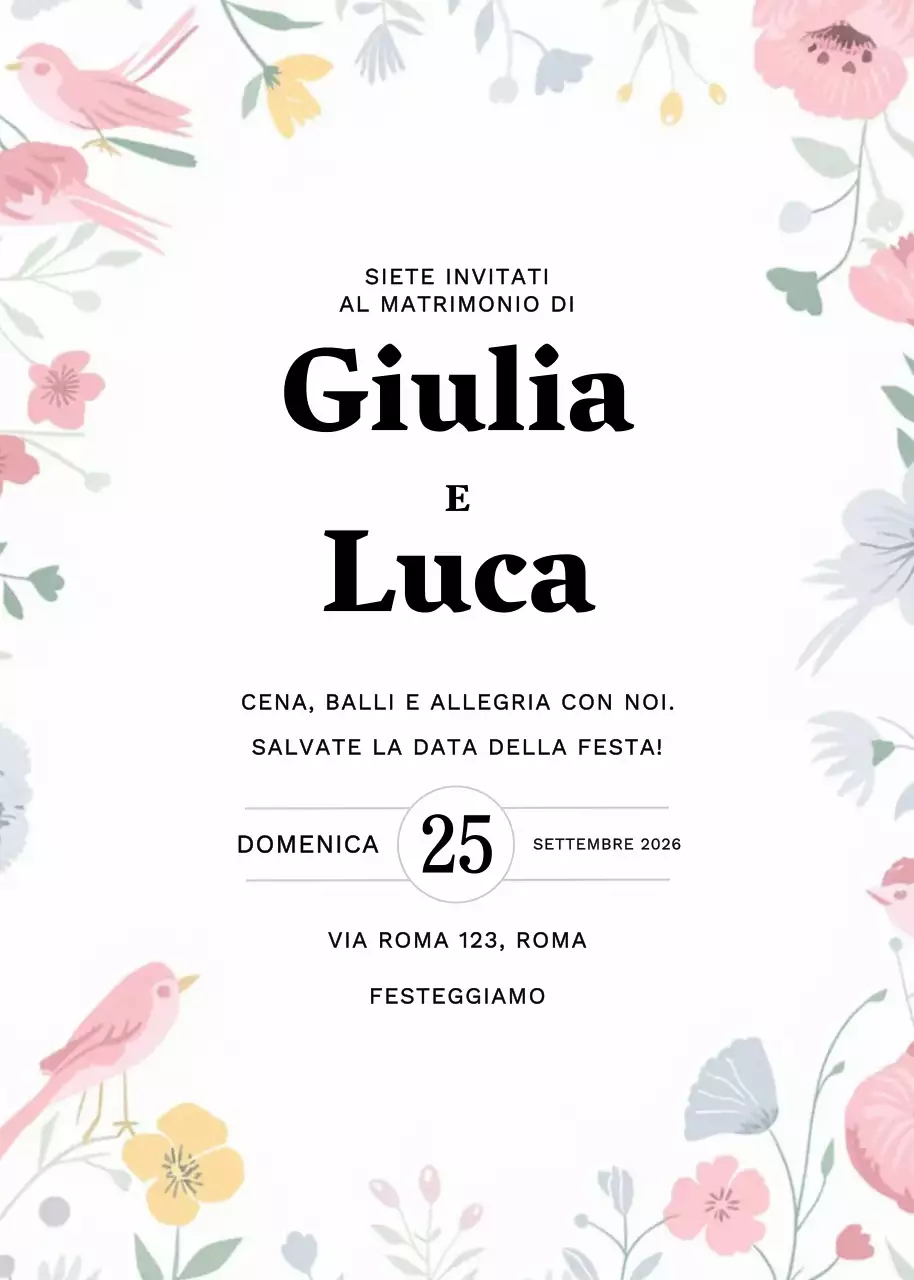 Invito di nozze floreale rosa