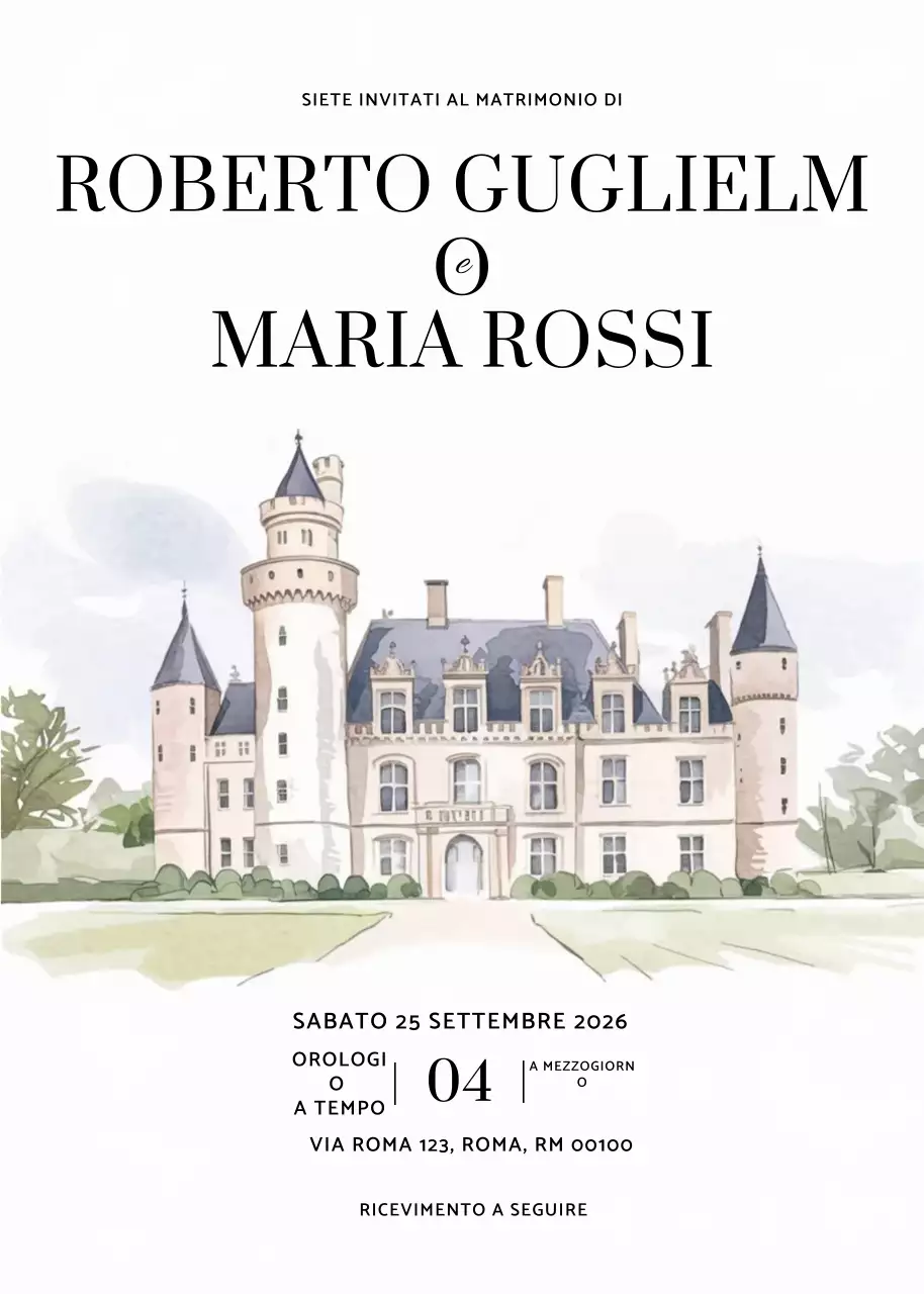 Invito di matrimonio elegante bianco