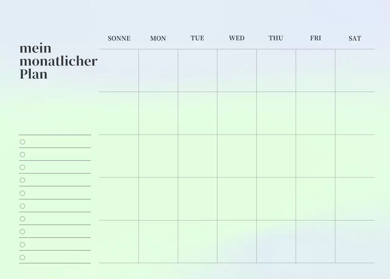 Minimalistischer Kalender mit Farbverlauf