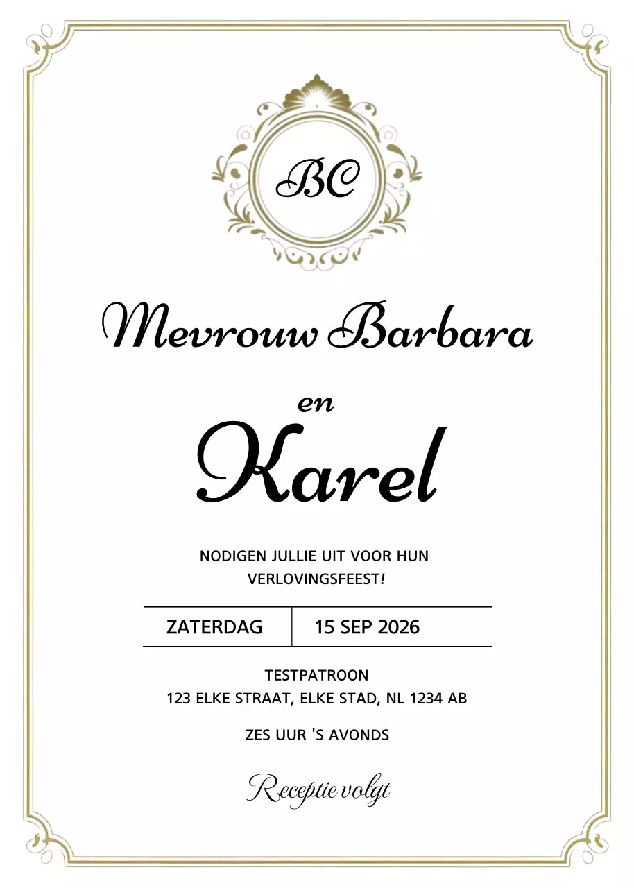 Goud Elegante Verlovingsuitnodiging