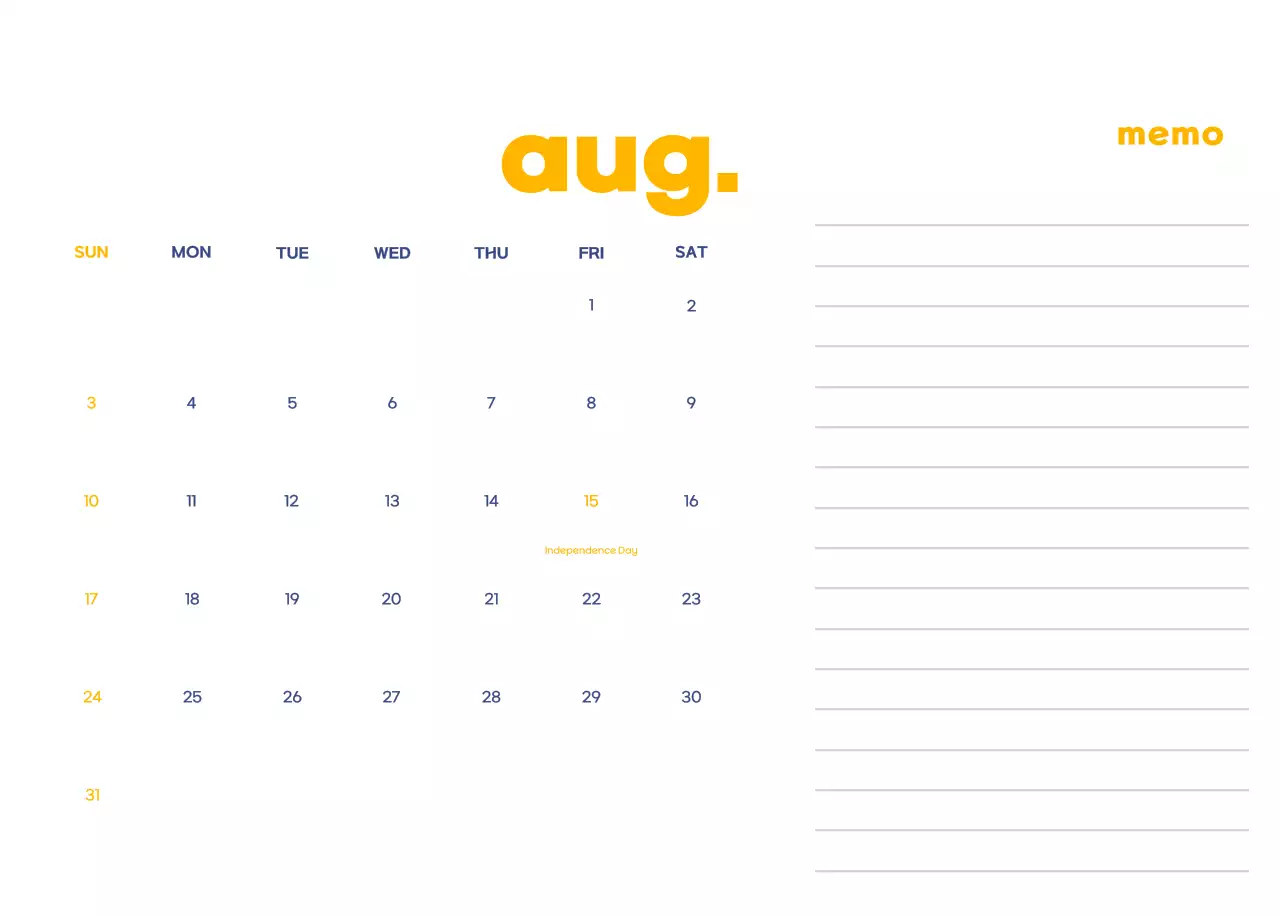 Business calendar with cute illustrations
