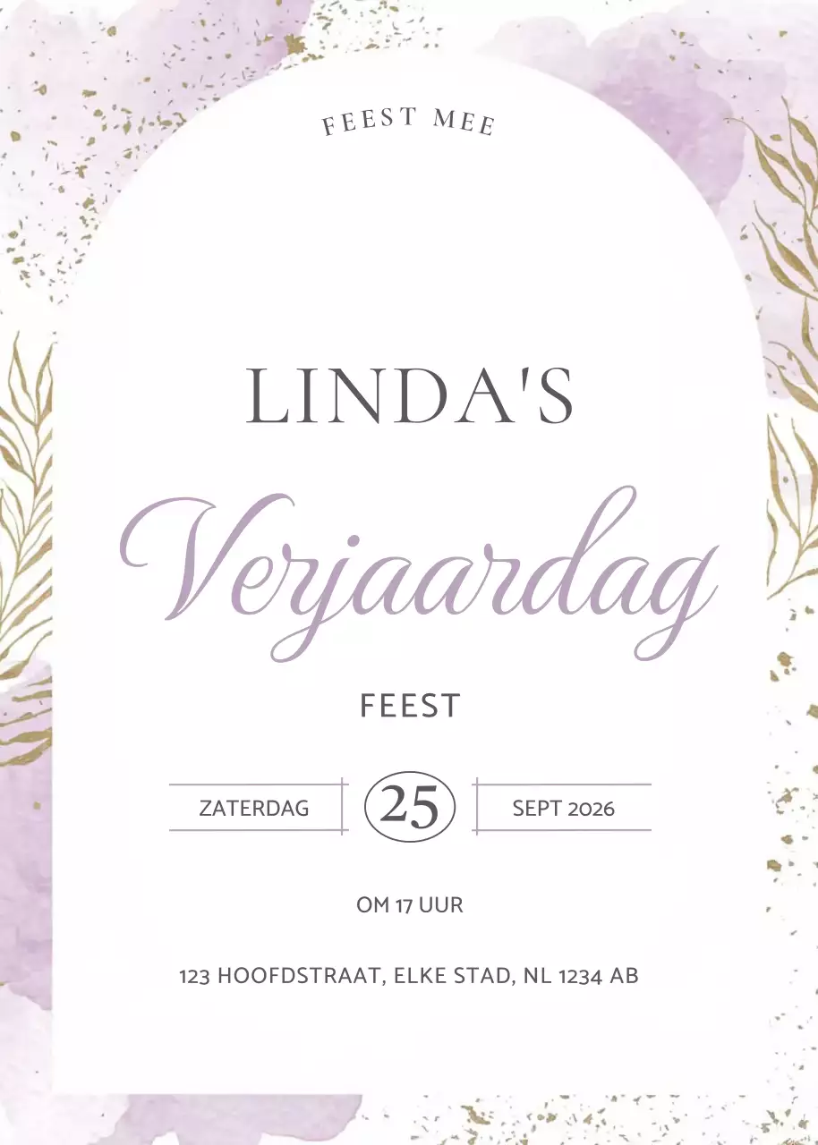 Paarse elegante verjaardagsuitnodiging