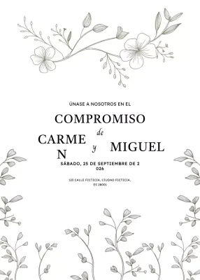 Invitación de compromiso blanca y elegante