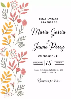 invitación de boda floral beige
