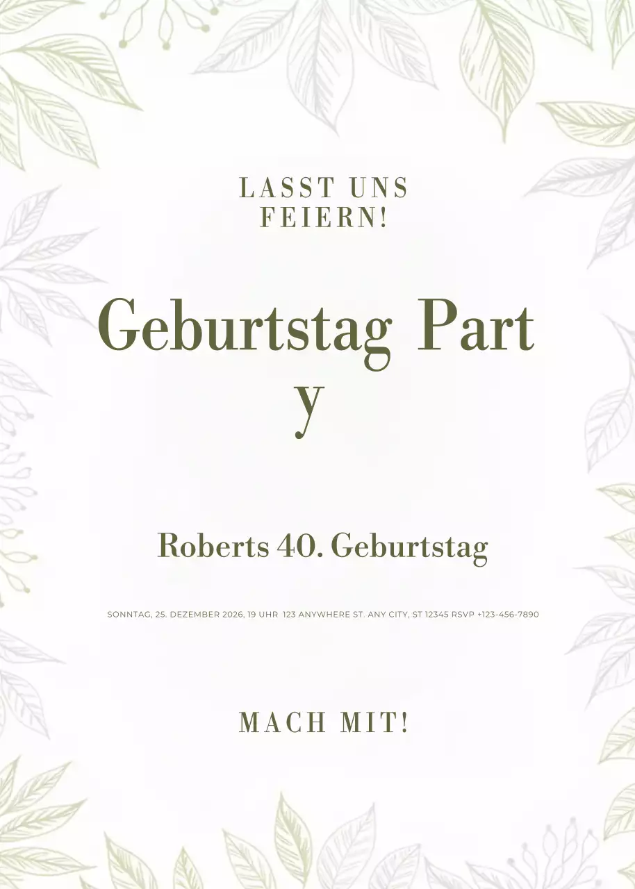 grün elegante Geburtstagseinladung