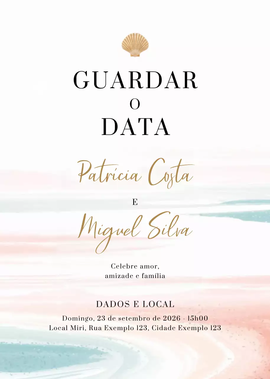 convite de casamento elegante em tons pastel