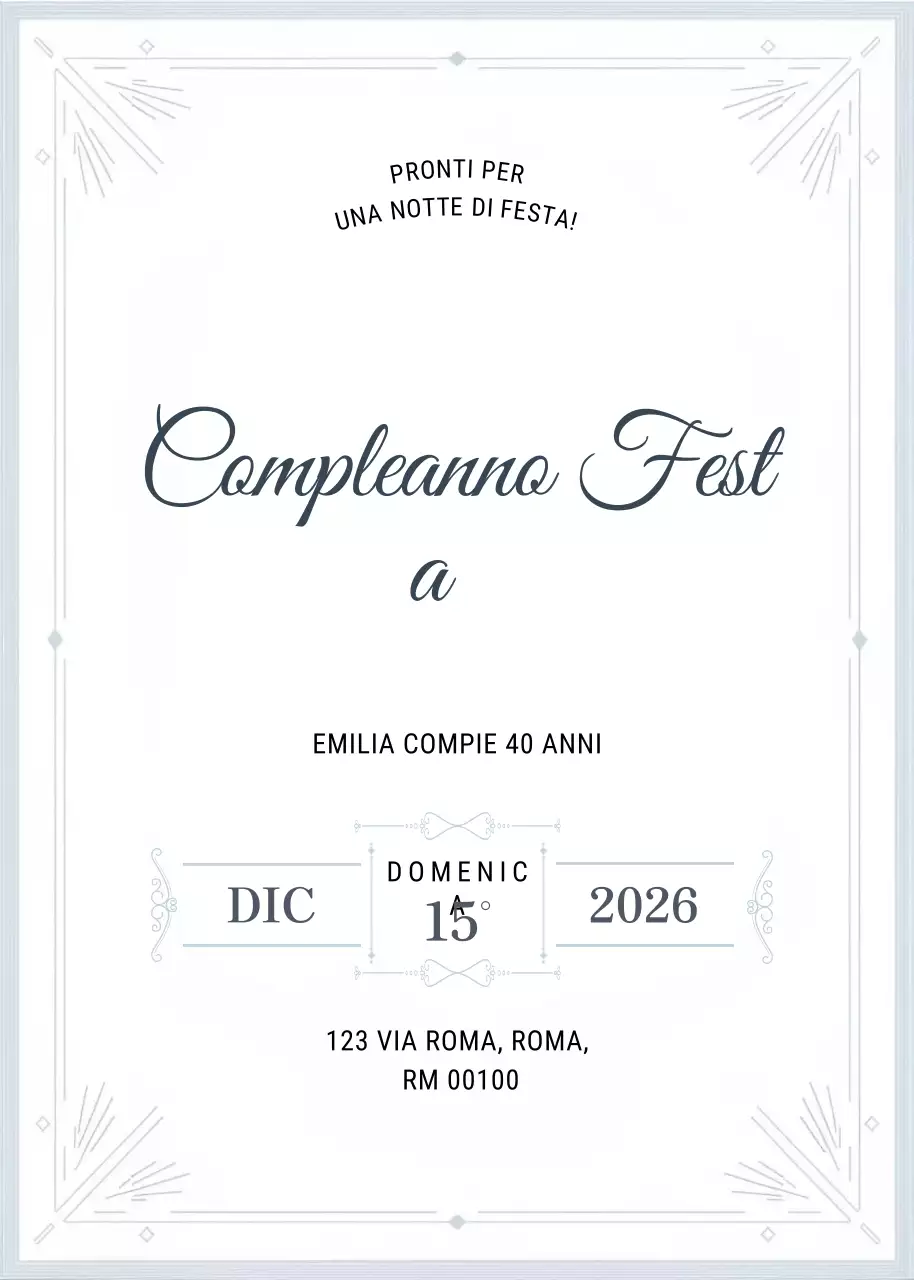 Invito di compleanno elegante bianco