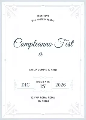 Invito di compleanno elegante bianco