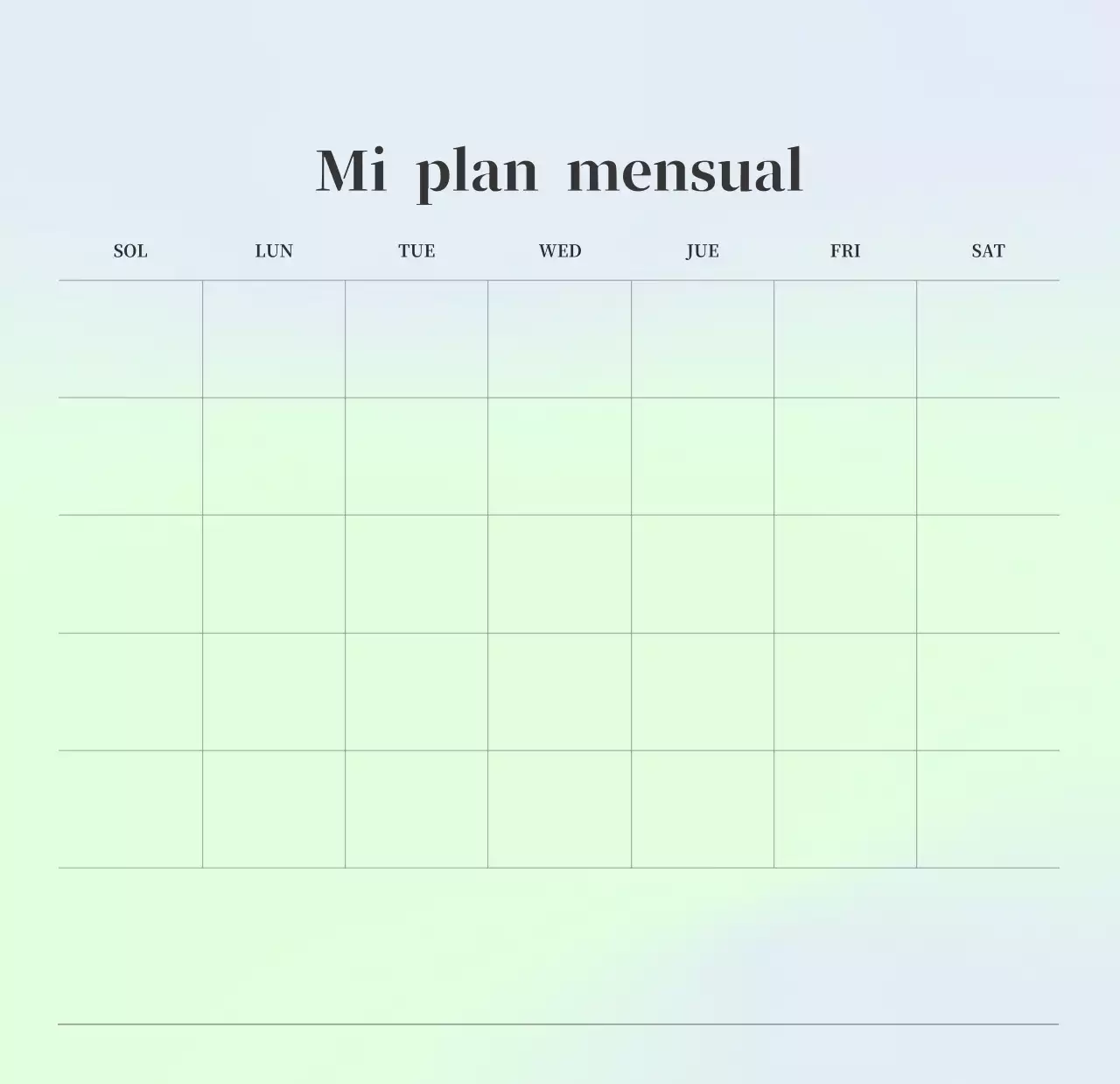 Calendario minimalista degradado