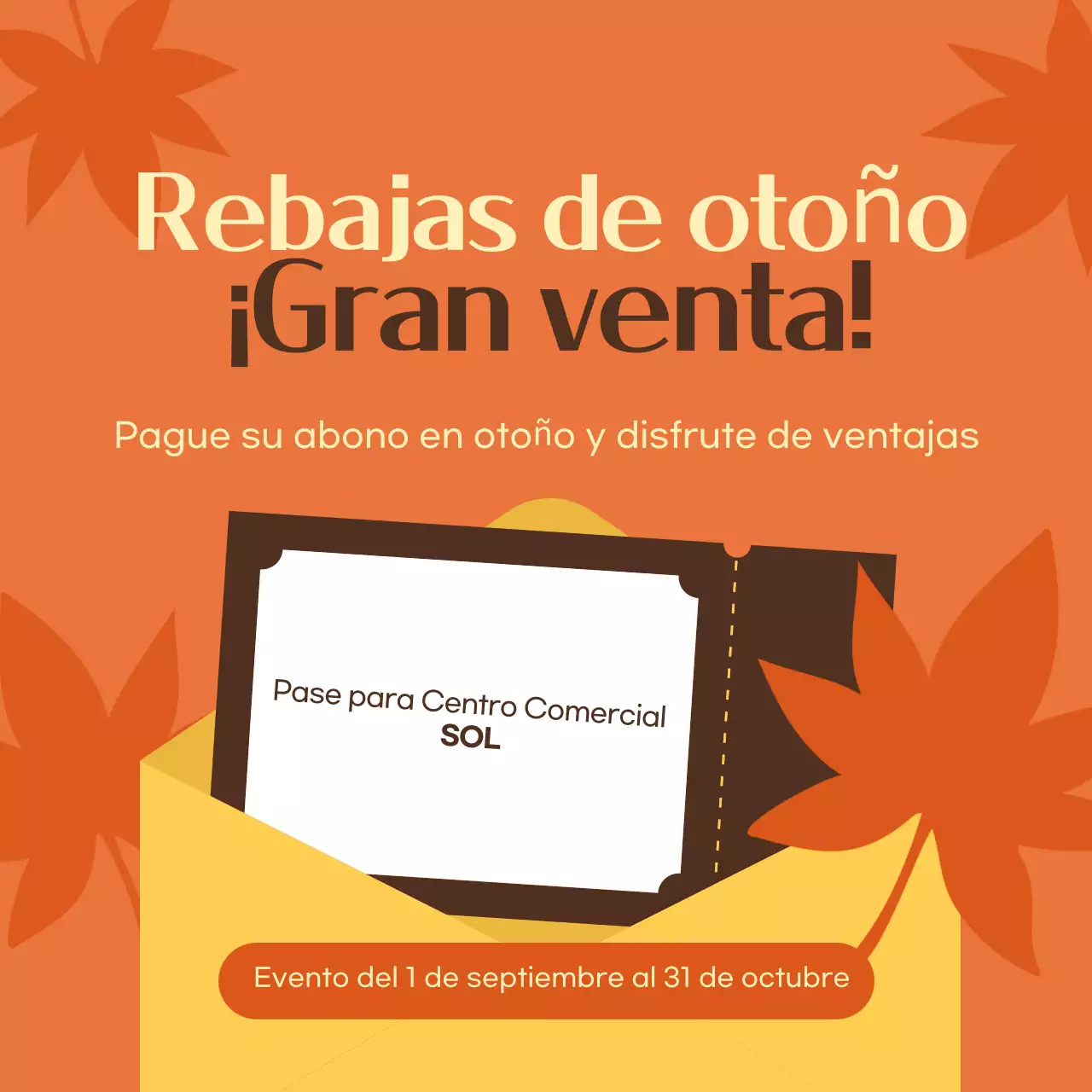 Promover un evento sencillo en naranja y marrón