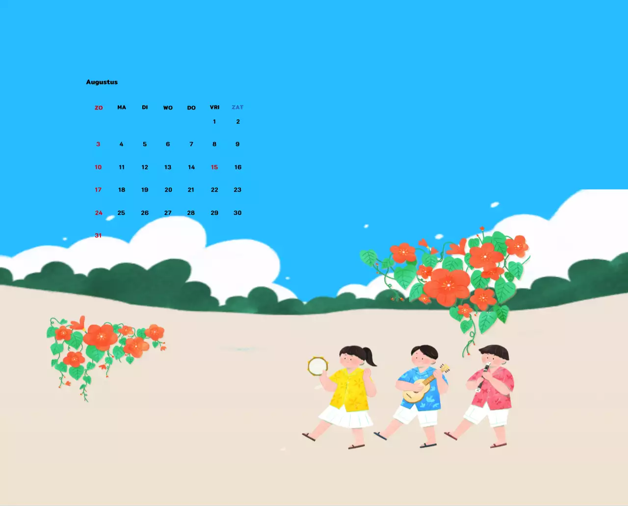 Nieuwjaarskalender met een warme geïllustreerde uitstraling