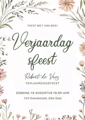 Beige botanische verjaardagsuitnodiging
