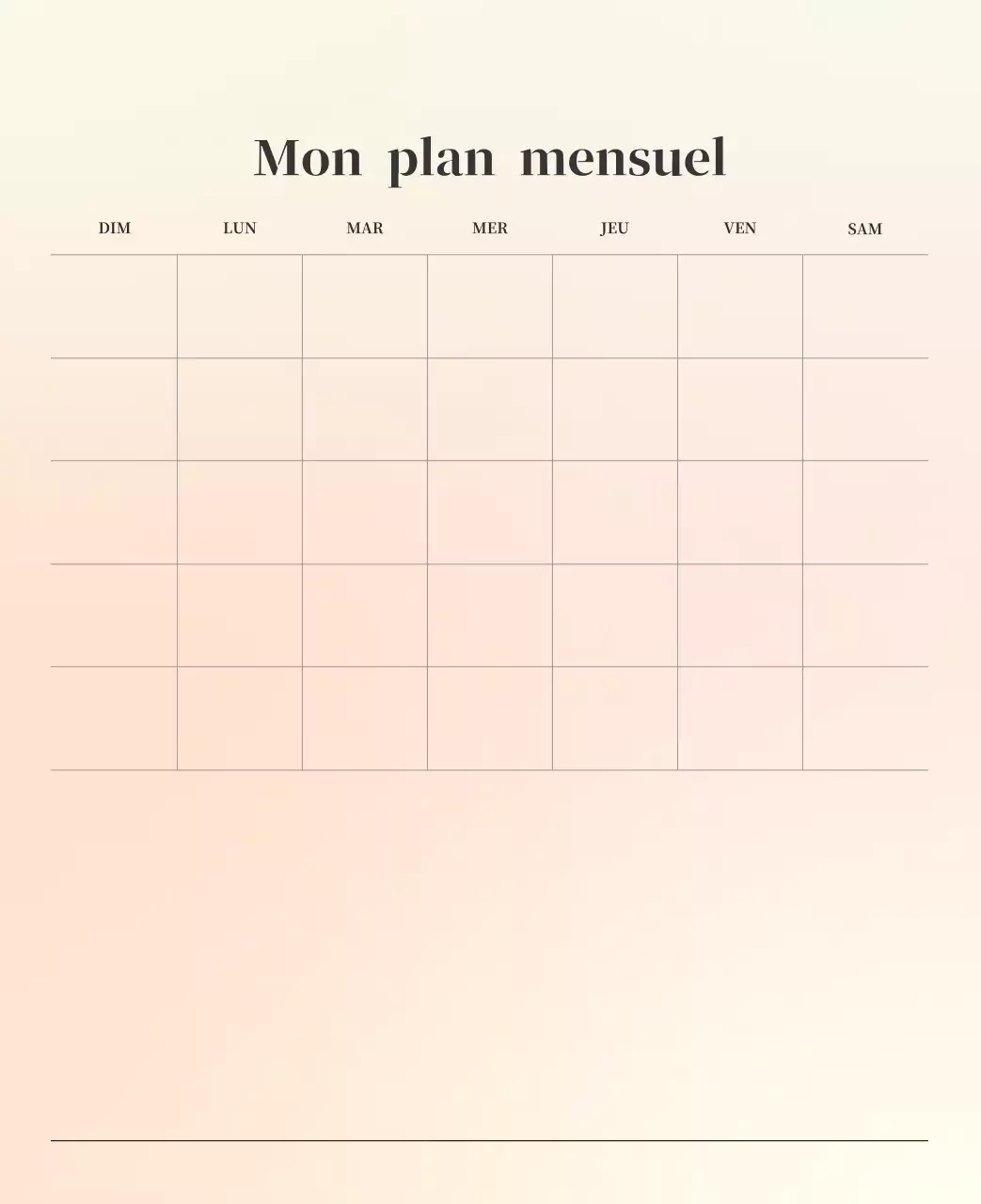 Calendrier minimaliste dégradé