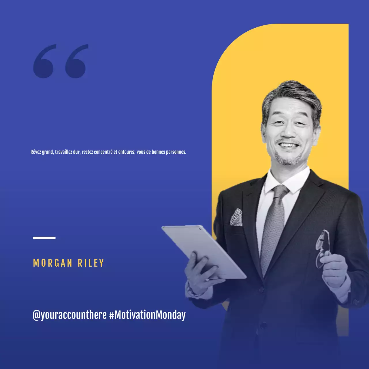 Citations de motivation modernes jaunes bleues